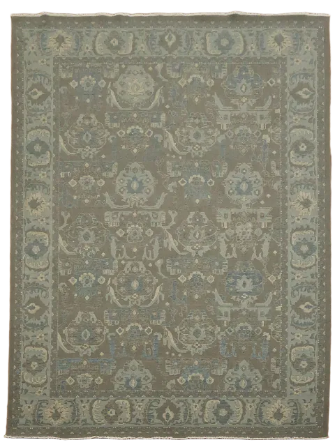 Silver Washed Ziegler Turkish Area Rug 9x12