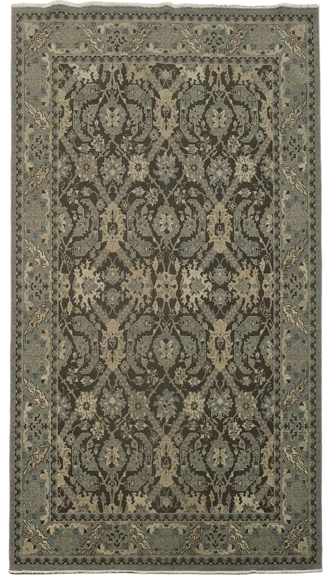 Silver Washed Ziegler Turkish Area Rug 7x10