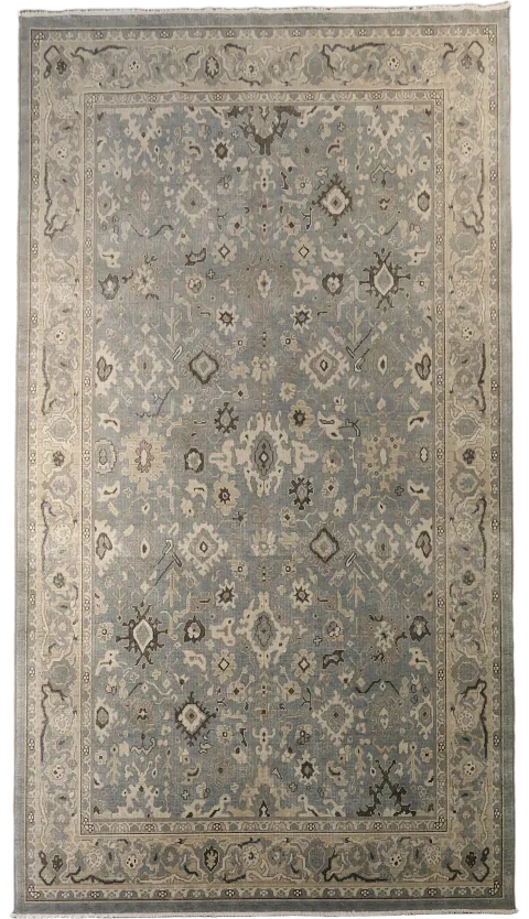 Silver Washed Ziegler Turkish Area Rug 7x10
