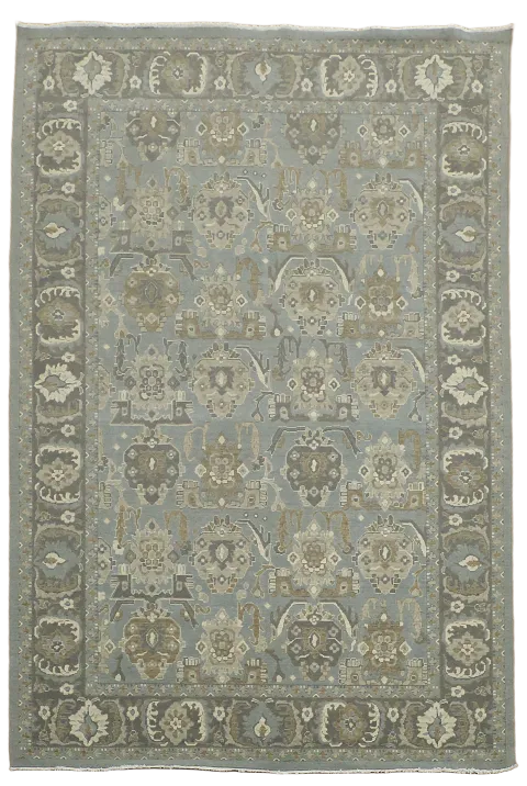Silver Washed Ziegler Turkish Area Rug 7x10