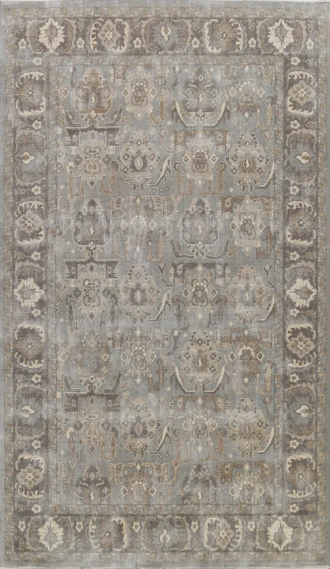 Silver Washed Ziegler Turkish Area Rug 7x10