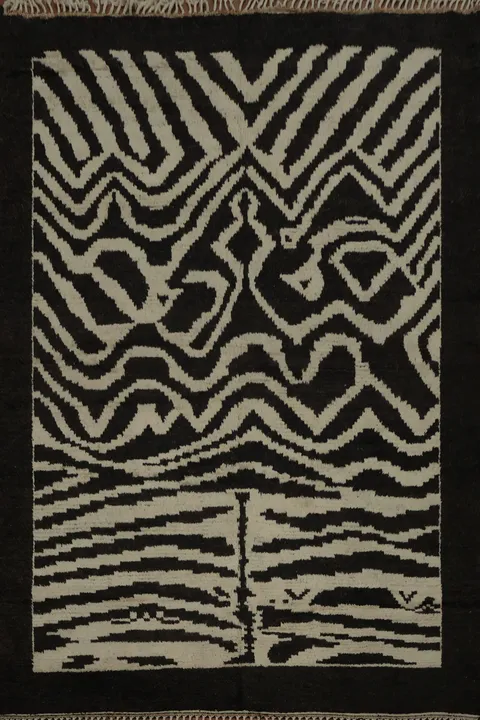 Black and White Moroccan Modern Area Rug 8x10