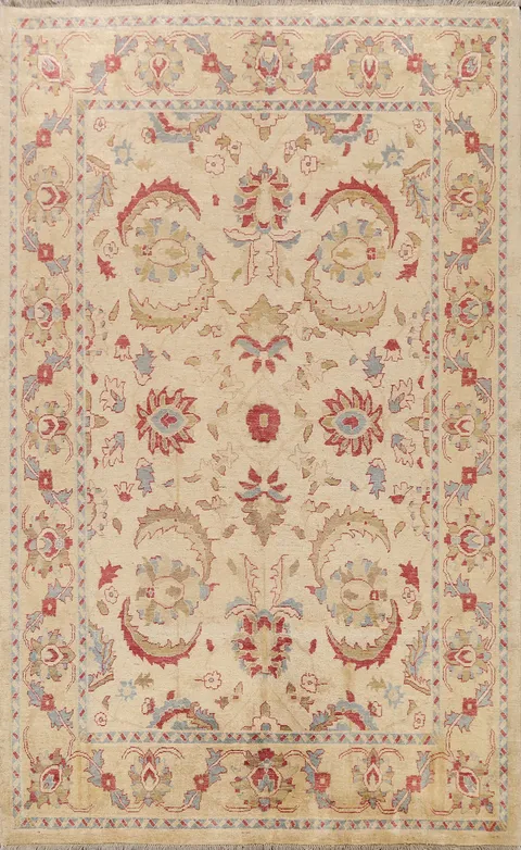 Vegetable Dye Floral Oushak Turkish Area Rug 6x9
