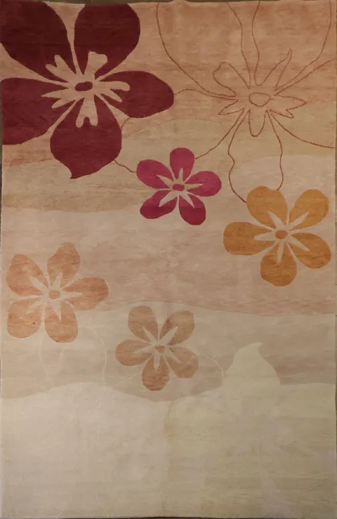 New Floral Nepal Tibetan Oriental Wool Area Rug 6x9
