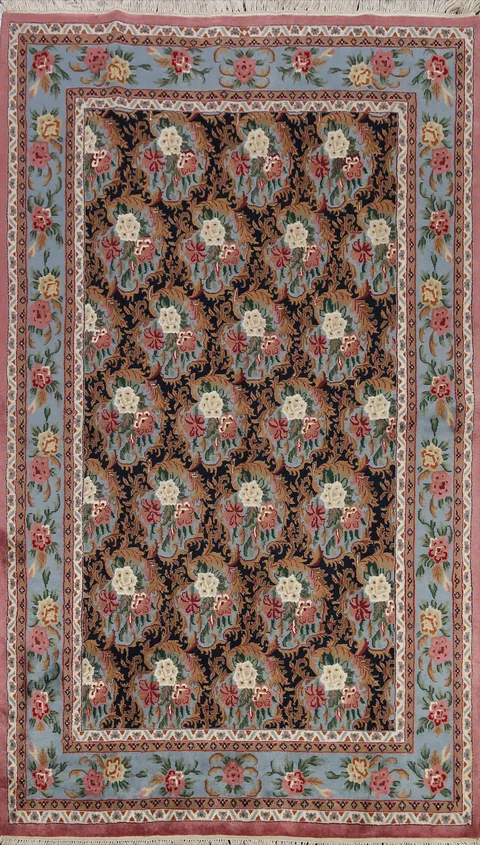 Vegetable Dye Floral Aubusson Oriental Area Rug 6x9