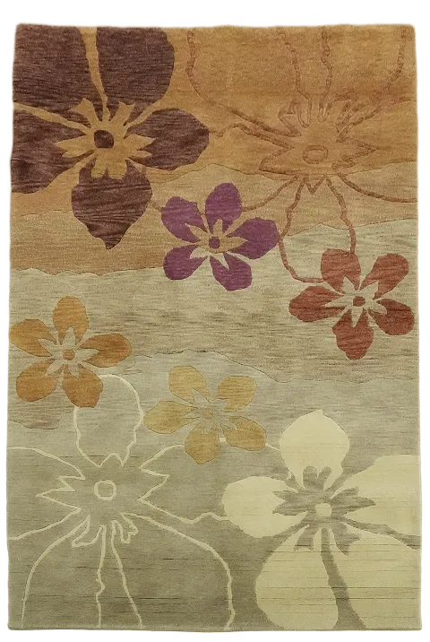 Floral Nepal Tibetan Oriental Area Rug 4x6