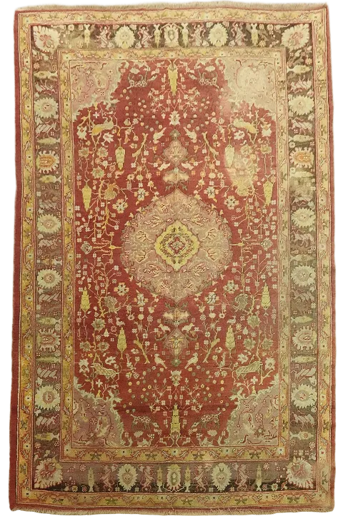 Pre-1900 Antique Vegetable Dye Oushak Oriental Area Rug 7x10