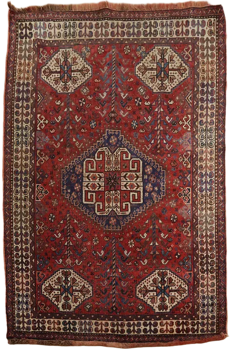 Pre-1900 Antique Vegetable Dye Shiraz Persian Area Rug 4x5