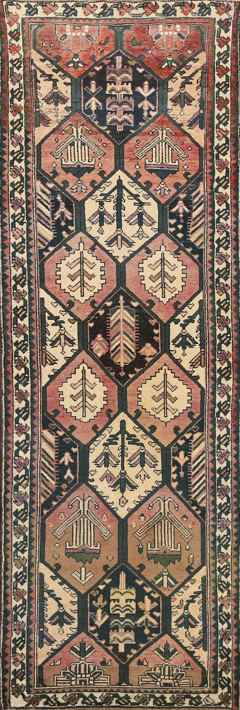 Geometric Bakhtiari Persian Runner Rug 3x9