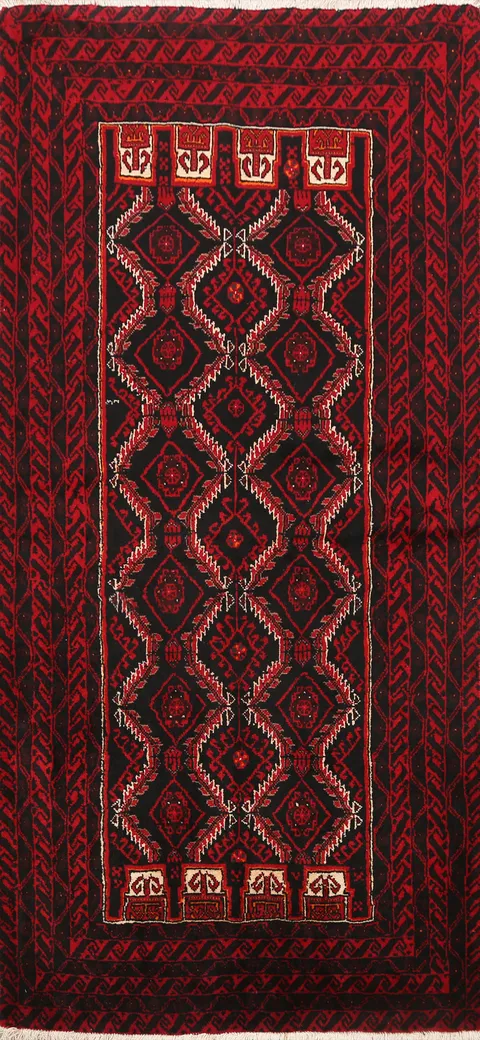 Geometric Balouch Persian Area Rug 3x6