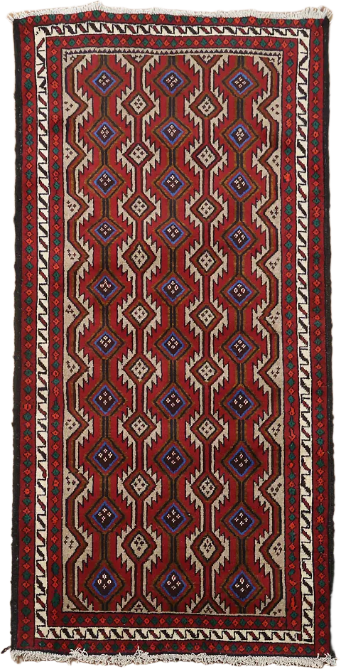 Geometric Balouch Persian Area Rug 3x6
