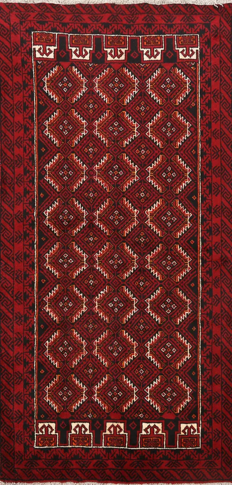 Geometric Balouch Persian Area Rug 3x6