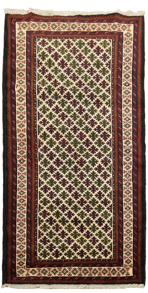 Geometric Balouch Persian Runner Rug 3x7
