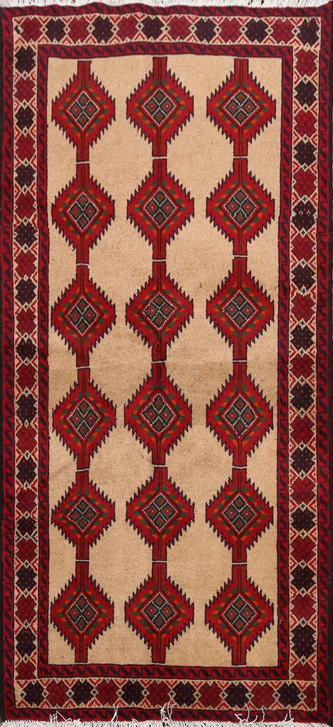 Geometric Balouch Persian Area Rug 3x6