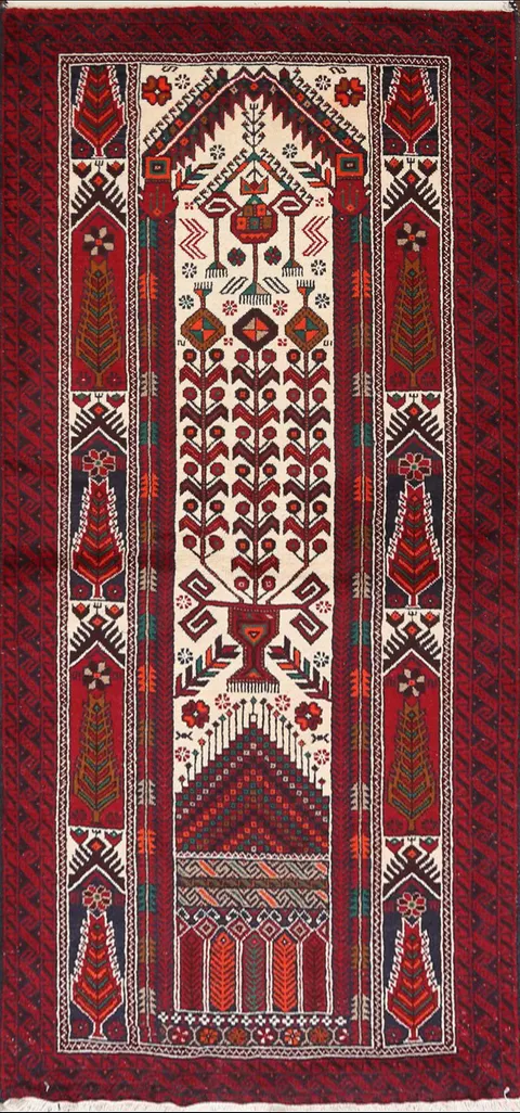 Geometric Hamedan Persian Runner Rug 3x7