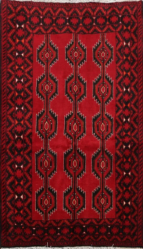 Geometric Balouch Persian Area Rug 4x5