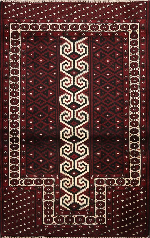 Geometric Balouch Persian Area Rug 3x4