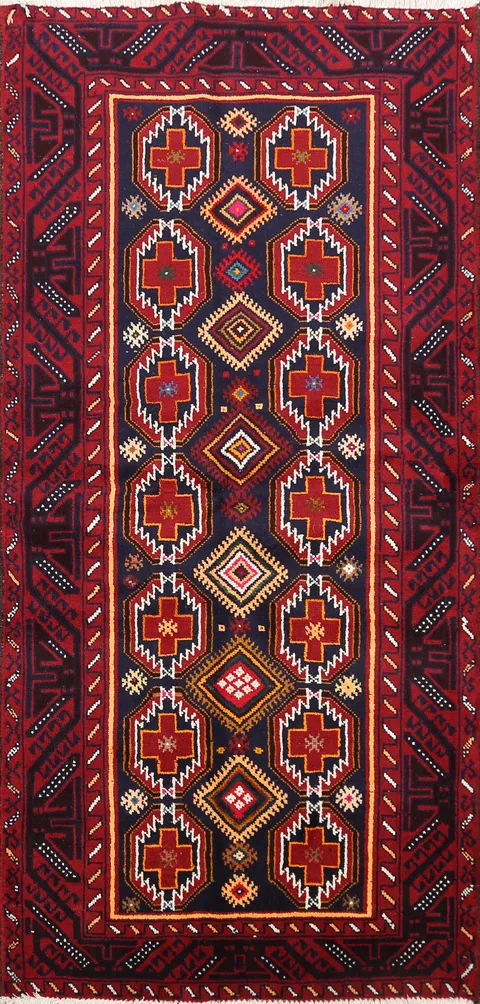 Geometric Balouch Persian Area Rug 3x6