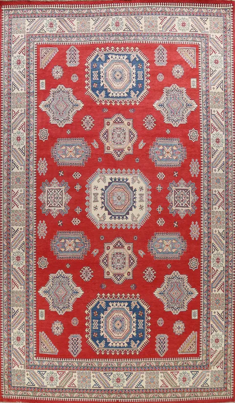 100% Vegetable Dye Super Kazak Oriental Area Rug 10x14