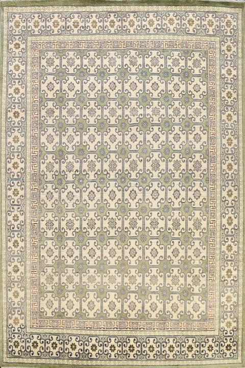 100% Vegetable Dye Geometric Khotan Oriental Area Rug 8x10