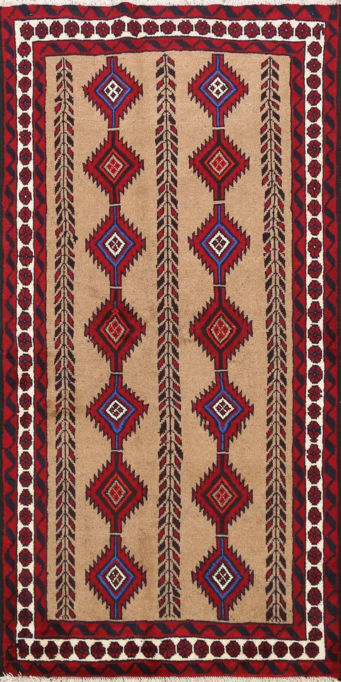 Geometric Balouch Persian Area Rug 3x6