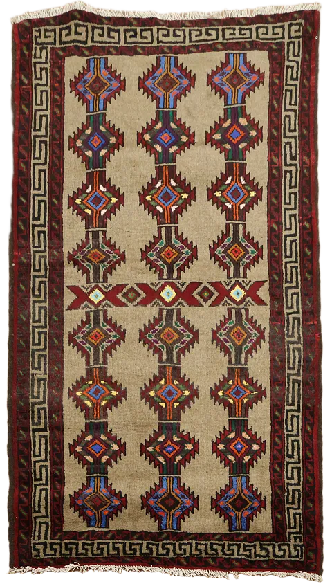 Geometric Balouch Persian Area Rug 3x6