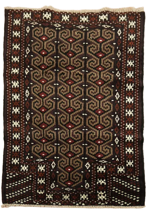 Geometric Balouch Persian Area Rug 3x4