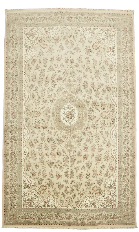 Luxurious Beige and Taupe Chinese Aubusson Victorian Style Palace Rug 14'x24'