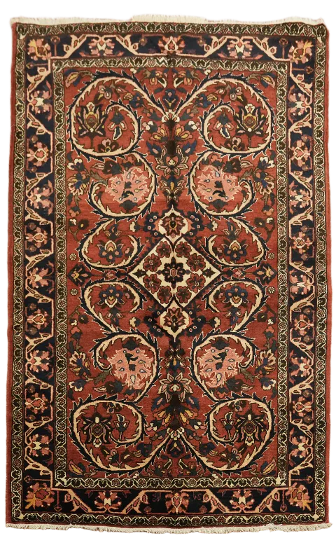 Vegetable Dye Brick Red Bakhtiari Persian Area Rug 4x7 ft