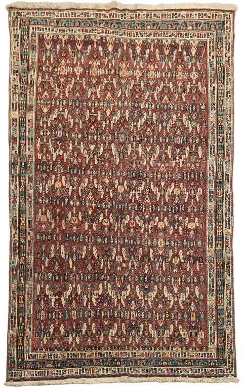 Vegetable Dye Vintage Qashqai Persian Wool Rug 6x9