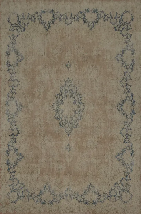 Muted Distressed Kerman Persian Area Rug 10x13