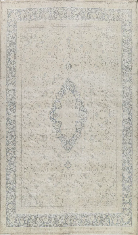 Muted Distressed Kerman Persian Area Rug 10x13