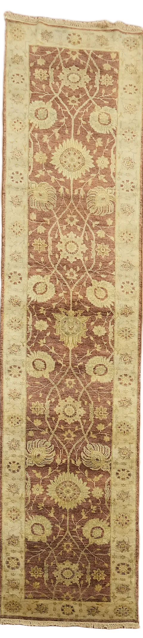100% Vegetable Dye Agra Oriental Wool Runner Rug 3x12