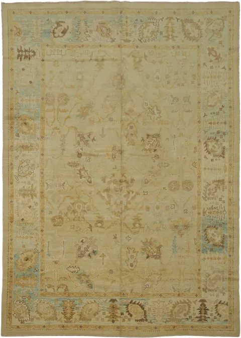 100% Vegetable Dye Oushak Turkish Area Rug 9x12