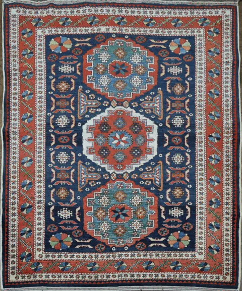 Vegetable Dye Geometric Kazak Oriental Area Rug 5x6