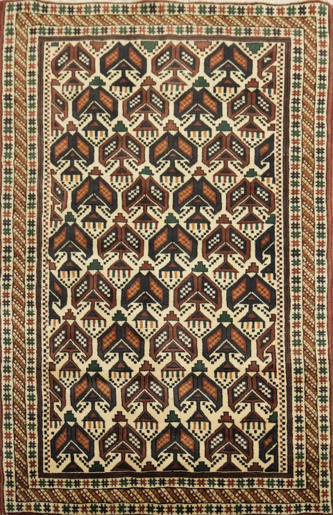 Vegetable Dye Geometric Sirjan Persian Rug 3x5