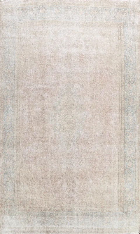 Muted Distressed Kerman Persian Area Rug 9x13