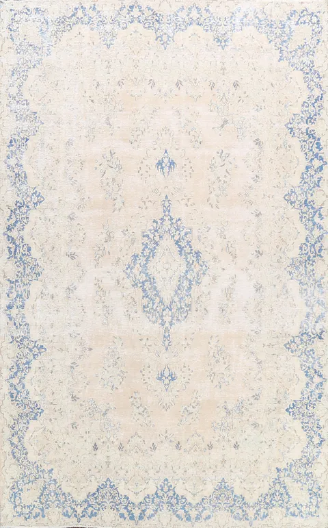 Muted Distressed Kerman Persian Area Rug 10x12