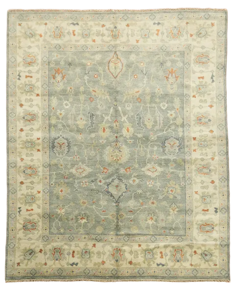 Traditional Light Blue Oushak Rug in Soft Pastel Tones 8'x10'