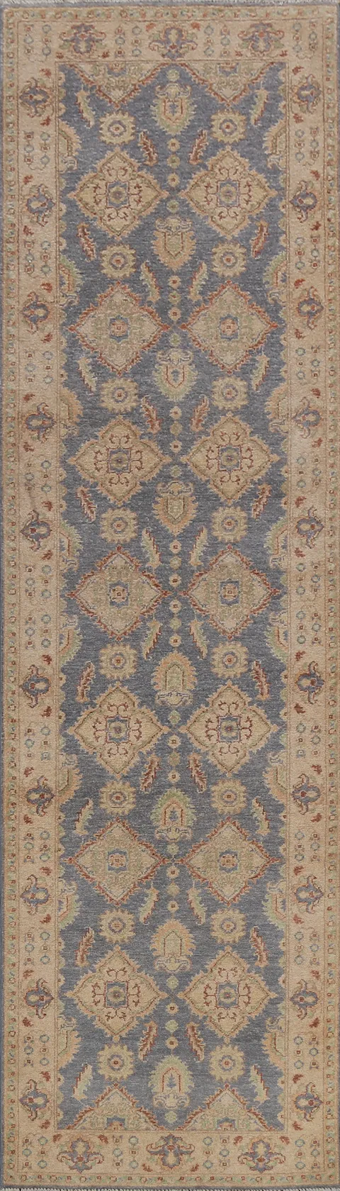 100% Vegetable Dye Peshawar Chobi Oriental Runner Rug 3x10
