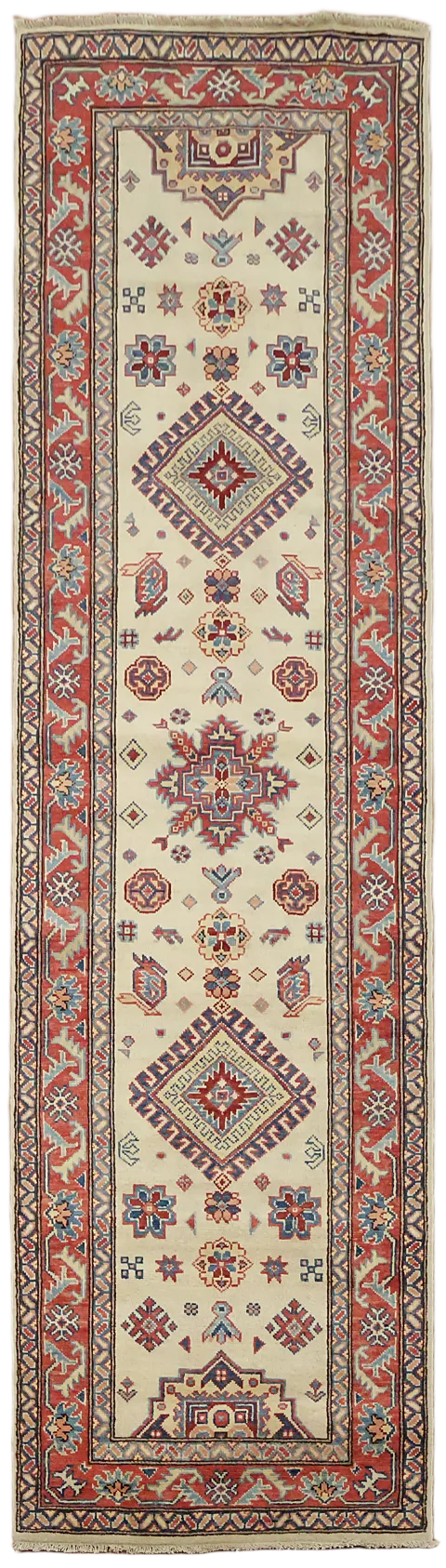 Geometric Kazak Oriental Runner Rug 3x10