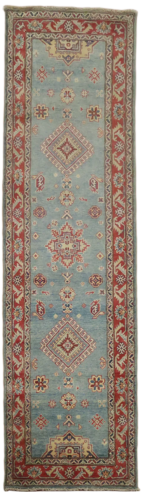 Geometric Kazak Oriental Runner Rug 3x10