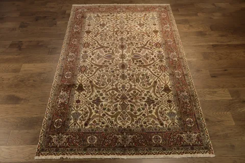 100% Vegetable Dye Floral Kashan Oriental Area Rug 6x9