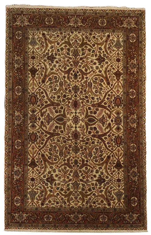 100% Vegetable Dye Floral Kashan Oriental Area Rug 6x9