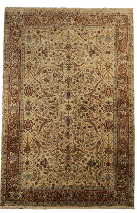 100% Vegetable Dye Floral Kashan Oriental Area Rug 6x9