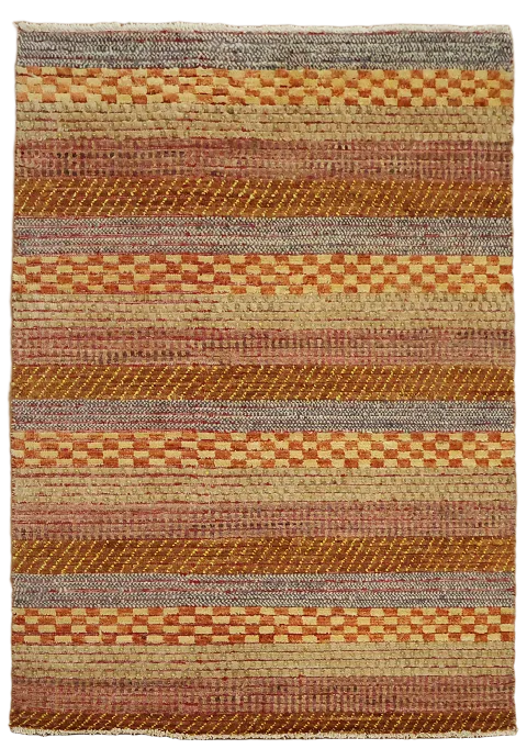 Checkered Stripe Gabbeh Kashkoli Oriental Area Rug 3x5