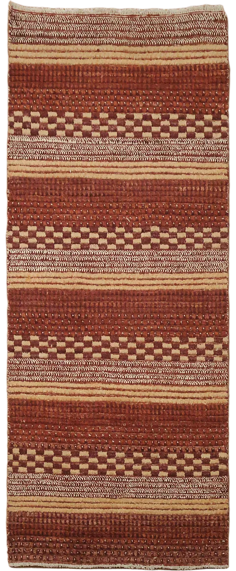 Checkered Stripe Gabbeh Kashkoli Oriental Area Rug 3x6