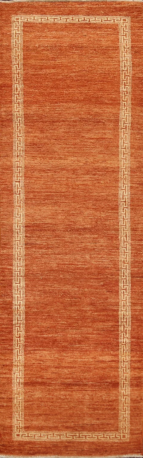 Bordered Gabbeh Kashkoli Oriental Runner Rug 3x10
