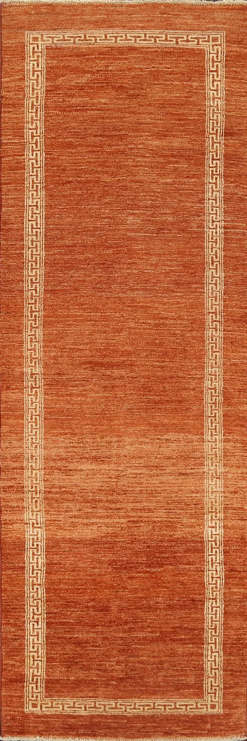 Bordered Gabbeh Kashkoli Oriental Runner Rug 3x9