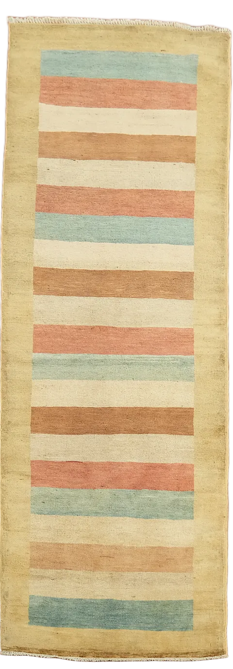 Pastel Stripes Gabbeh Kashkoli Runner Rug 3x7 ft